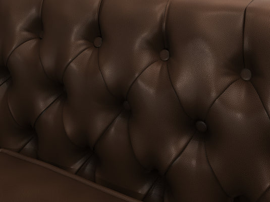 Wellington Chesterfield Brown Leather 2 Seater Sofa
