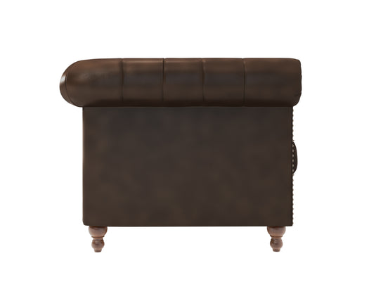 Wellington Chesterfield Brown Leather 2 Seater Sofa