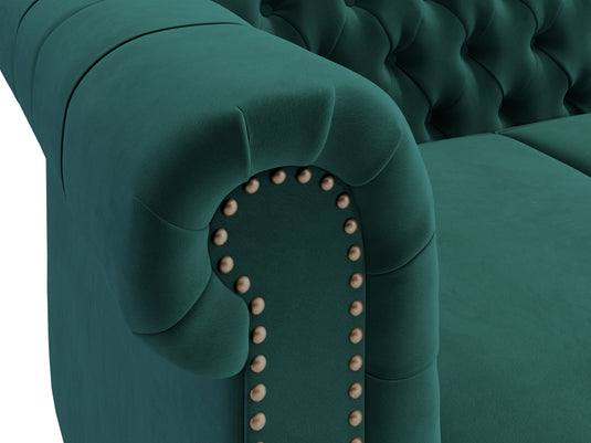 Wellington Chesterfield Green Velvet 2 Seater Sofa