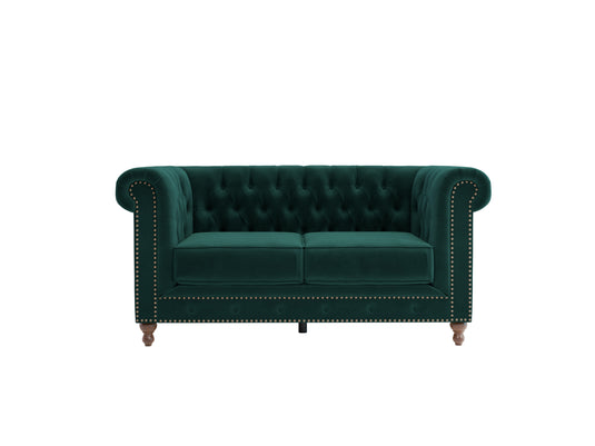 Wellington Chesterfield Green Velvet 2 Seater Sofa
