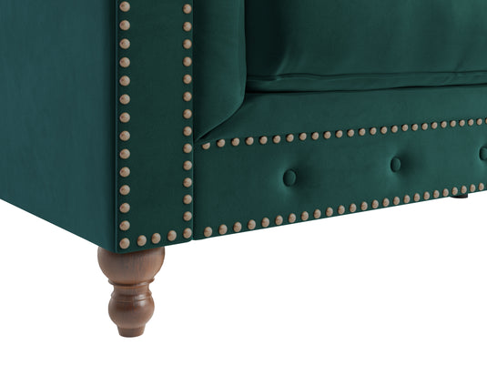 Wellington Chesterfield Green Velvet 2 Seater Sofa