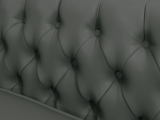 Wellington Chesterfield Grey Leather 3 Seater Sofa