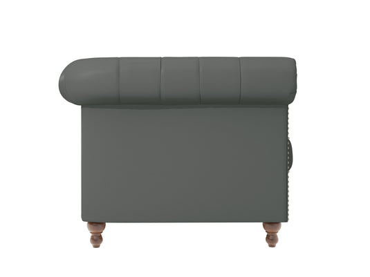 Wellington Chesterfield Grey Leather 3 Seater Sofa