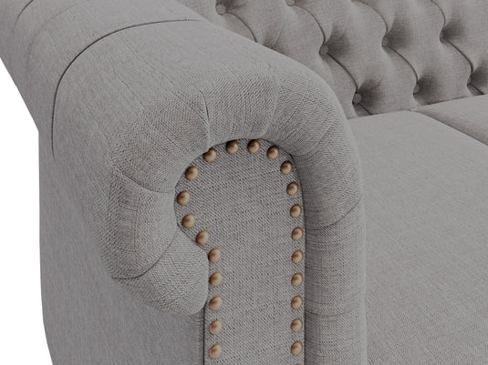 Wellington Chesterfield Grey Linen 2 Seater Sofa
