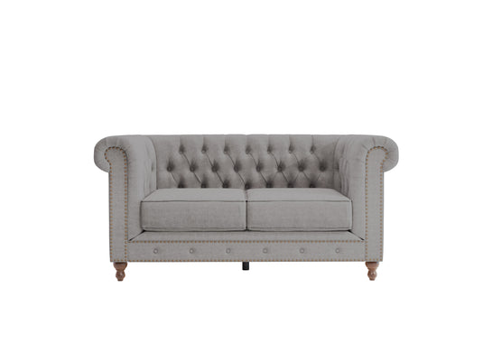 Wellington Chesterfield Grey Linen 2 Seater Sofa