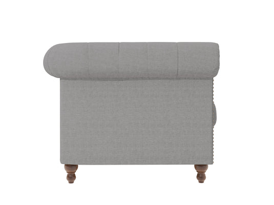 Wellington Chesterfield Grey Linen Fabric 3 Seater Sofa
