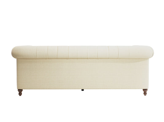 Wellington Chesterfield Ivory Linen 3 Seater Sofa