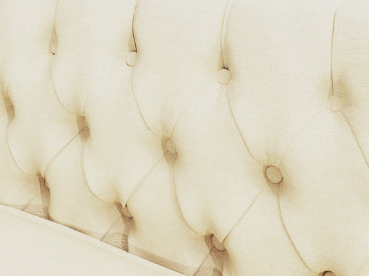 Wellington Chesterfield Ivory Linen 3 Seater Sofa