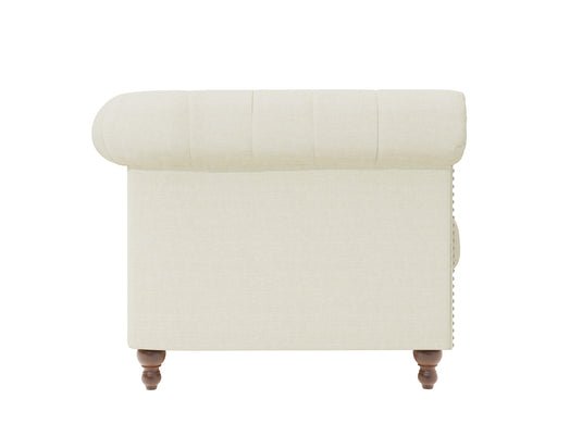 Wellington Chesterfield Ivory Linen 3 Seater Sofa