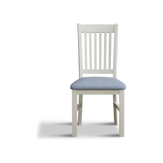 Walton Signal White Painted Chairs with Sky Blue Fabric Seat Pad (Pair) Dining Chair Walton