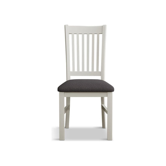 Walton Signal White Painted Chairs with Charcoal Grey Fabric Seat Pad (Pair) Dining Chair Walton