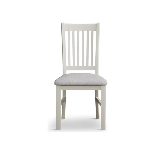 Walton Signal White Painted Chairs with Light Grey Fabric Seat Pad (Pair) Dining Chair Walton