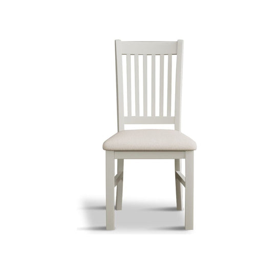 Walton Signal White Painted Chairs with Linen Fabric Seat Pad (Pair) Dining Chair Walton