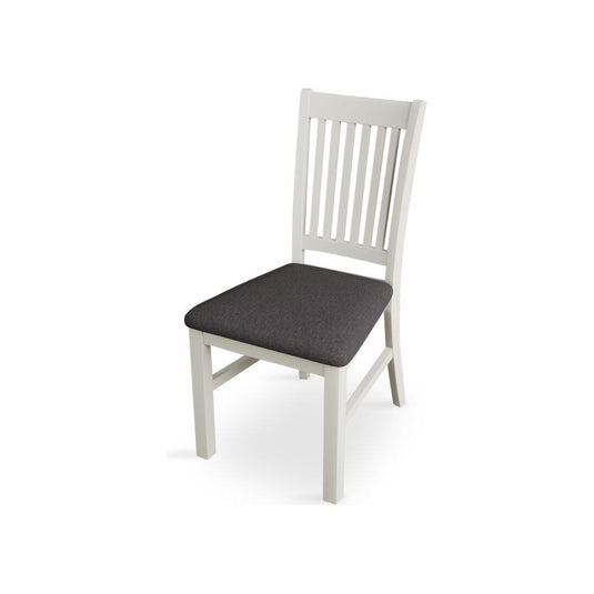 Walton Signal White Painted Chairs with Charcoal Grey Fabric Seat Pad (Pair) Dining Chair Walton