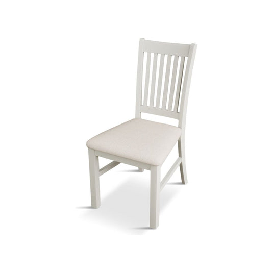 Walton Signal White Painted Chairs with Linen Fabric Seat Pad (Pair) Dining Chair Walton