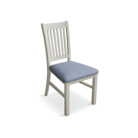 Walton Signal White Painted Chairs with Sky Blue Fabric Seat Pad (Pair) Dining Chair Walton