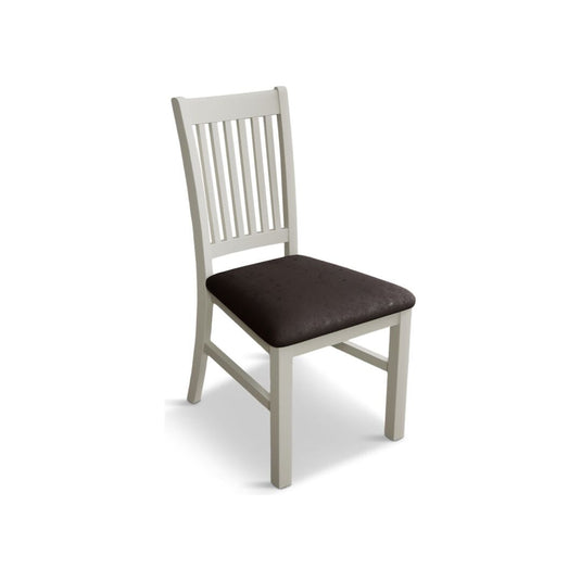 Walton Signal White Painted Chairs with Chocolate Brown Fabric Seat Pad (Pair) Dining Chair Walton