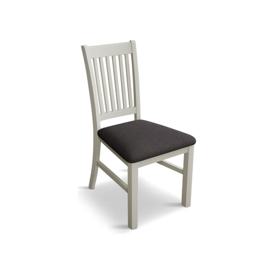Walton Signal White Painted Chairs with Charcoal Grey Fabric Seat Pad (Pair) Dining Chair Walton