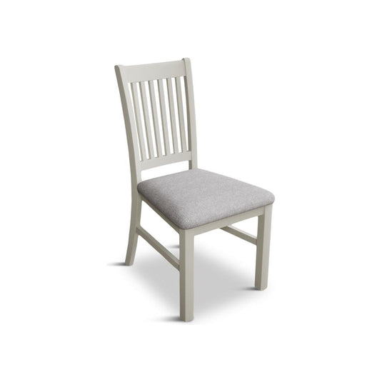 Walton Signal White Painted Chairs with Light Grey Fabric Seat Pad (Pair) Dining Chair Walton