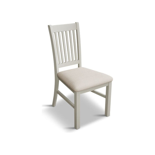 Walton Signal White Painted Chairs with Linen Fabric Seat Pad (Pair) Dining Chair Walton