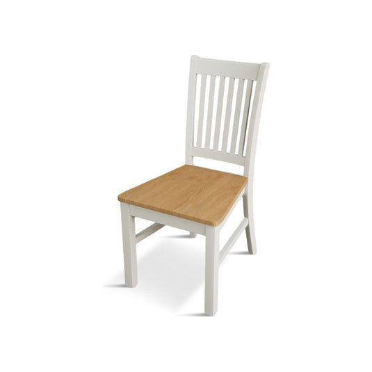 Walton Signal White Painted Chairs with Oak Seat Pad (Pair) Dining Chair Walton
