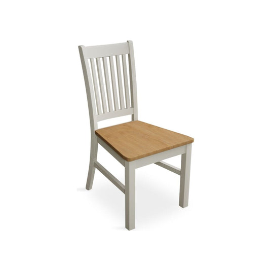 Walton Signal White Painted Chairs with Oak Seat Pad (Pair) Dining Chair Walton