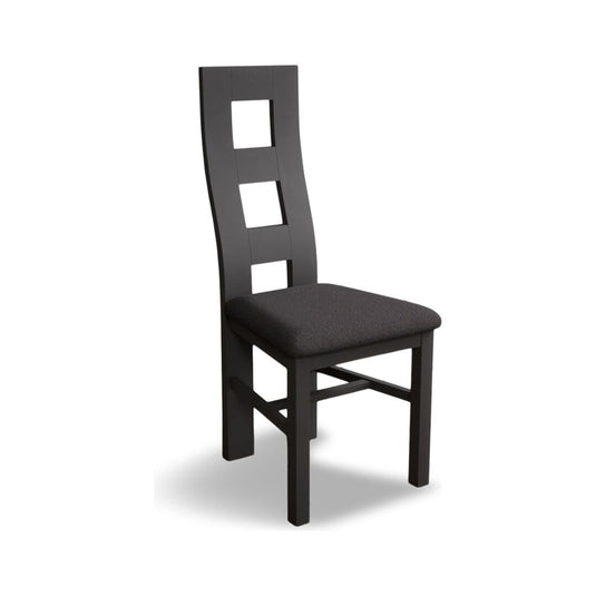 Painted Charcoal Grey Flow Back Dining Chairs with Charcoal Grey Fabric Seat Pad Dining Chairs Painted