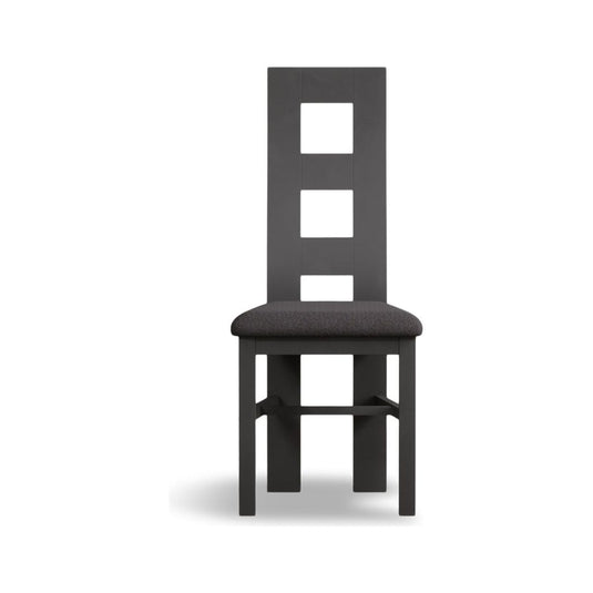 Painted Charcoal Grey Flow Back Dining Chairs with Charcoal Grey Fabric Seat Pad Dining Chairs Painted