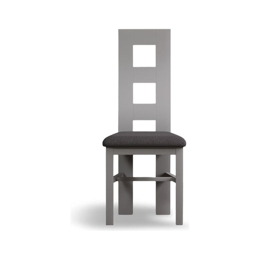 Painted Light Grey Flow Back Dining Chairs with Charcoal Grey Fabric Seat Pad Dining Chairs Painted