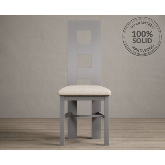 Painted Light Grey Flow Back Dining Chairs with Linen Seat Pad Dining Chairs Painted