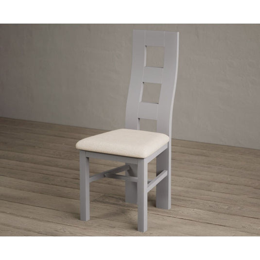 Painted Light Grey Flow Back Dining Chairs with Linen Seat Pad Dining Chairs Painted