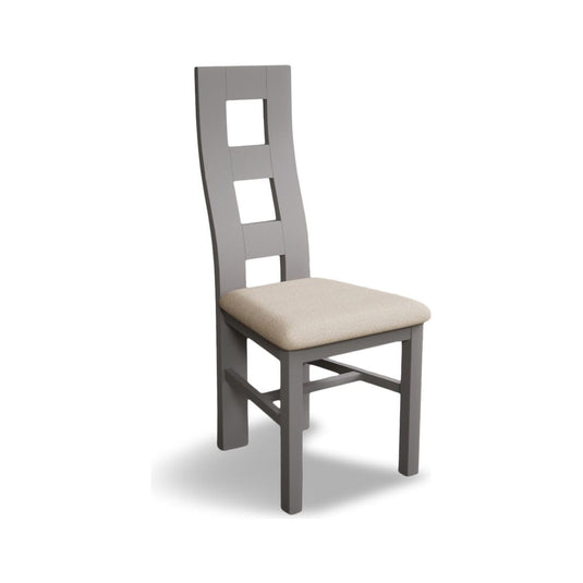 Painted Light Grey Flow Back Dining Chairs with Linen Seat Pad Dining Chairs Painted