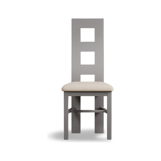 Painted Light Grey Flow Back Dining Chairs with Linen Seat Pad Dining Chairs Painted