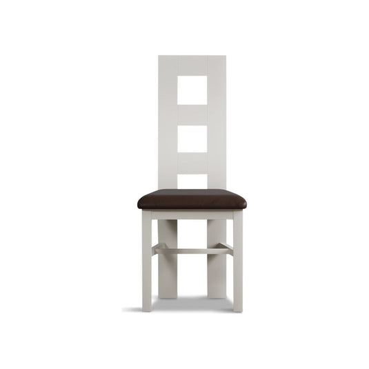 Signal White Flow Back Chair with Chocolate Brown Fabric Seat Pad (Pair) Dining Chair Painted