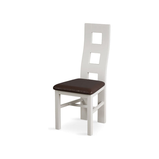 Signal White Flow Back Chair with Chocolate Brown Fabric Seat Pad (Pair) Dining Chair Painted