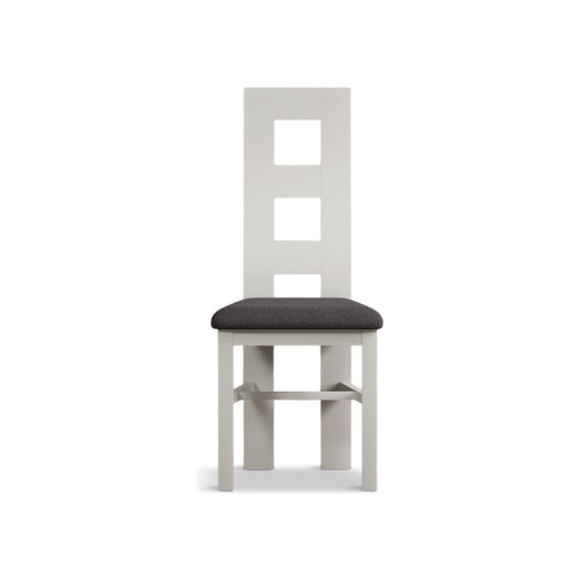 Signal White Flow Back Chair with Charcoal Grey Fabric Seat Pad (Pair) Dining Chair Painted