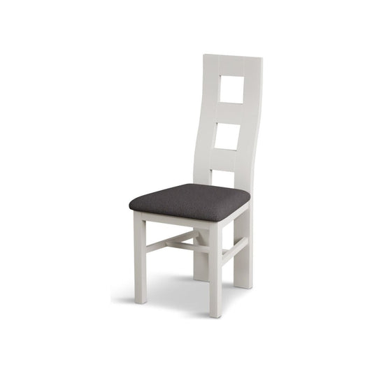 Signal White Flow Back Chair with Charcoal Grey Fabric Seat Pad (Pair) Dining Chair Painted
