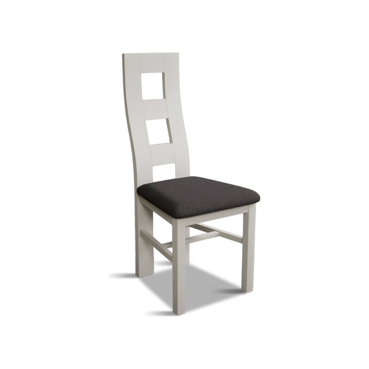 Signal White Flow Back Chair with Charcoal Grey Fabric Seat Pad (Pair) Dining Chair Painted