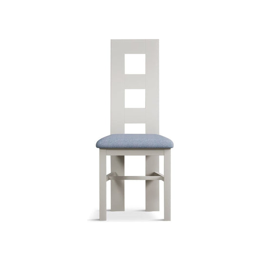 Signal White Flow Back Chair with Sky Blue Fabric Seat Pad (Pair) Dining Chair Painted