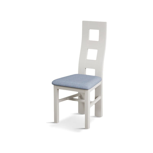 Signal White Flow Back Chair with Sky Blue Fabric Seat Pad (Pair) Dining Chair Painted