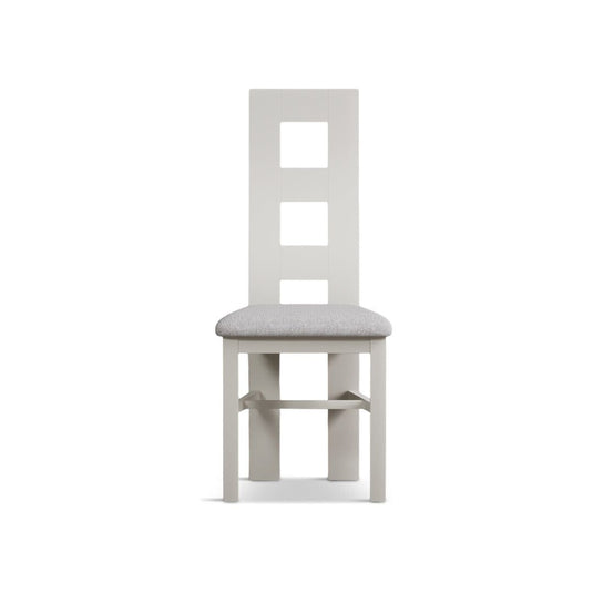 Signal White Flow Back Chair with Light Grey Fabric Seat Pad (Pair) Dining Chair Painted