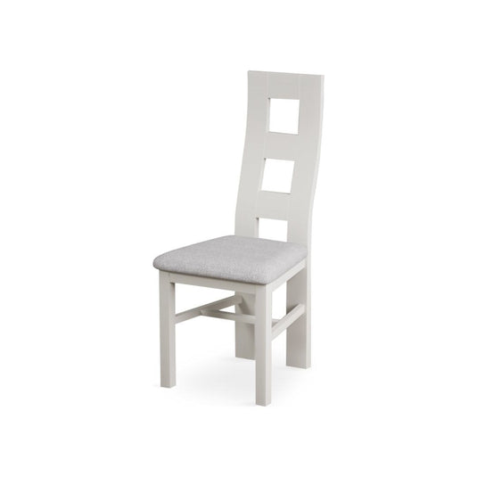 Signal White Flow Back Chair with Light Grey Fabric Seat Pad (Pair) Dining Chair Painted