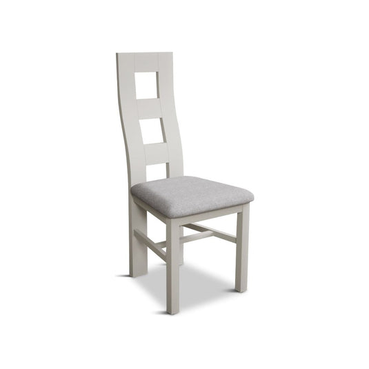 Signal White Flow Back Chair with Light Grey Fabric Seat Pad (Pair) Dining Chair Painted