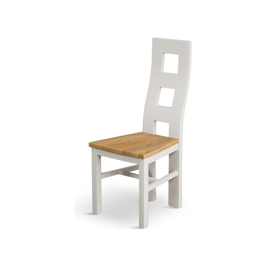 Signal White Flow Back Chair with Oak Seat Pad (Pair) Dining Chair Painted