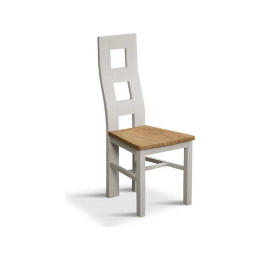 Signal White Flow Back Chair with Oak Seat Pad (Pair) Dining Chair Painted