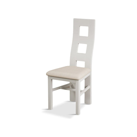Signal White Flow Back Chair with Linen Seat Pad (Pair) Dining Chair Painted