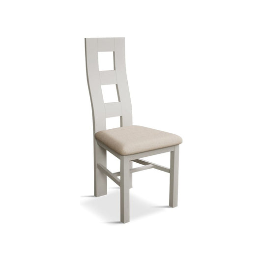 Signal White Flow Back Chair with Linen Seat Pad (Pair) Dining Chair Painted