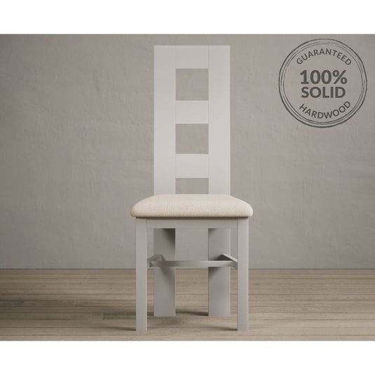 Painted Soft White Flow Back Dining Chairs with Linen Seat Pad Dining Chairs Painted