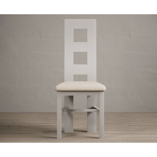 Painted Soft White Flow Back Dining Chairs with Linen Seat Pad Dining Chairs Painted