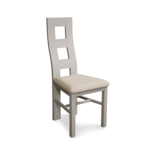 Painted Soft White Flow Back Dining Chairs with Linen Seat Pad Dining Chairs Painted